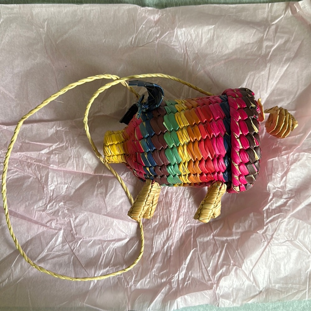 Little cute colorful hand made piggy bag